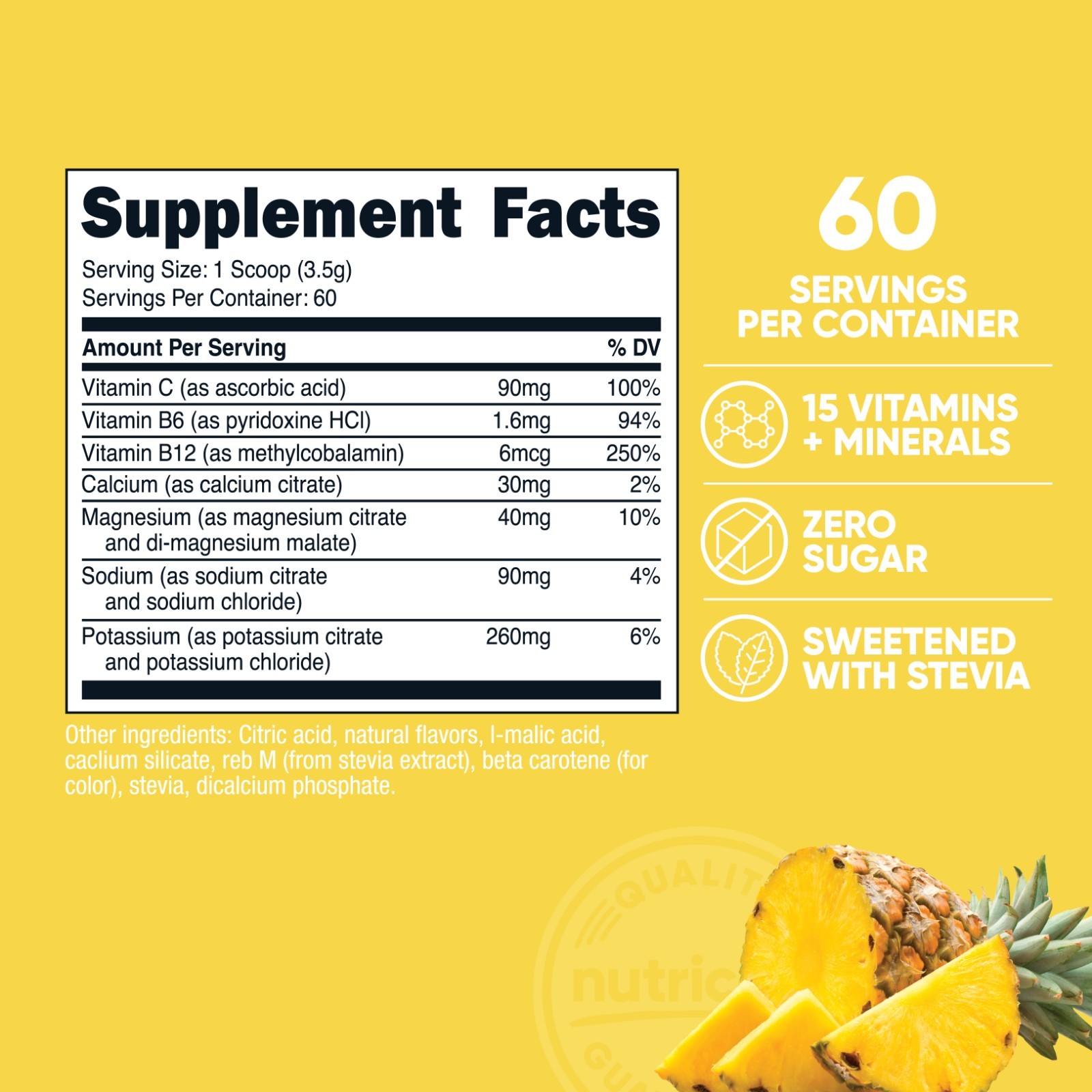 Nutricost Electrolytes Complex Powder (Pineapple Ice) 60 Servings – Zero Sugar