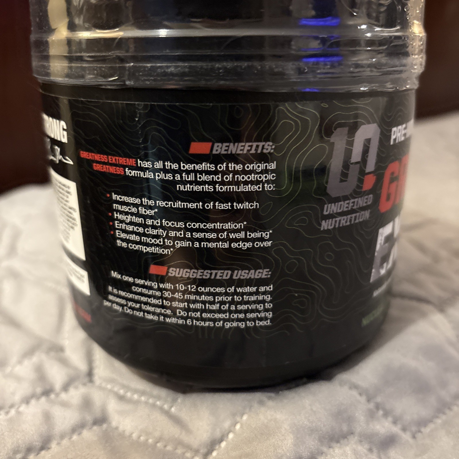UNDEFINED NUTRITION PRE WORKOUT GREATNESS EXTREME Exp 11/27