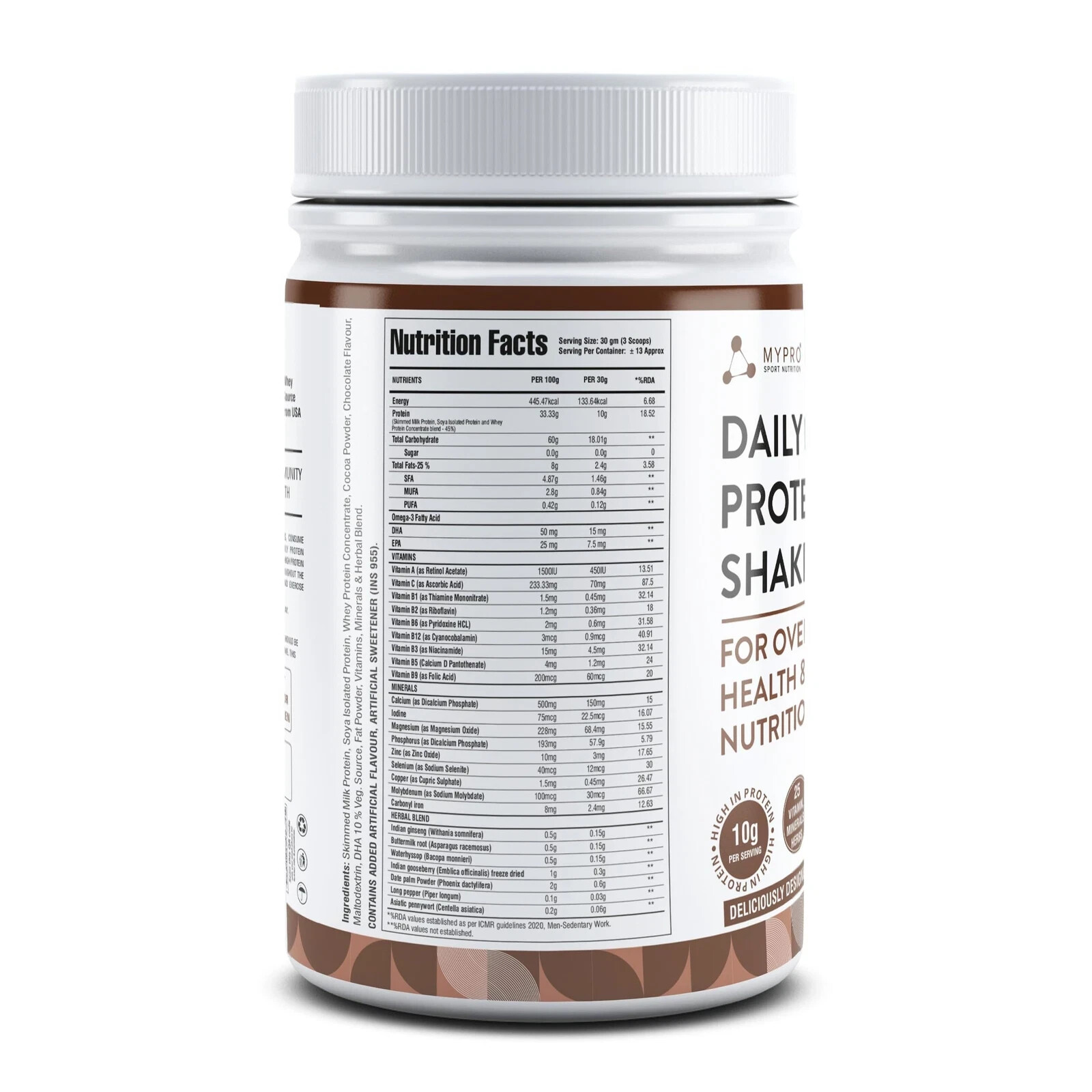 Mypro Sport Nutrition Daily Protein Shake 118 kcal Calories, 25 Vitamin – 400gm