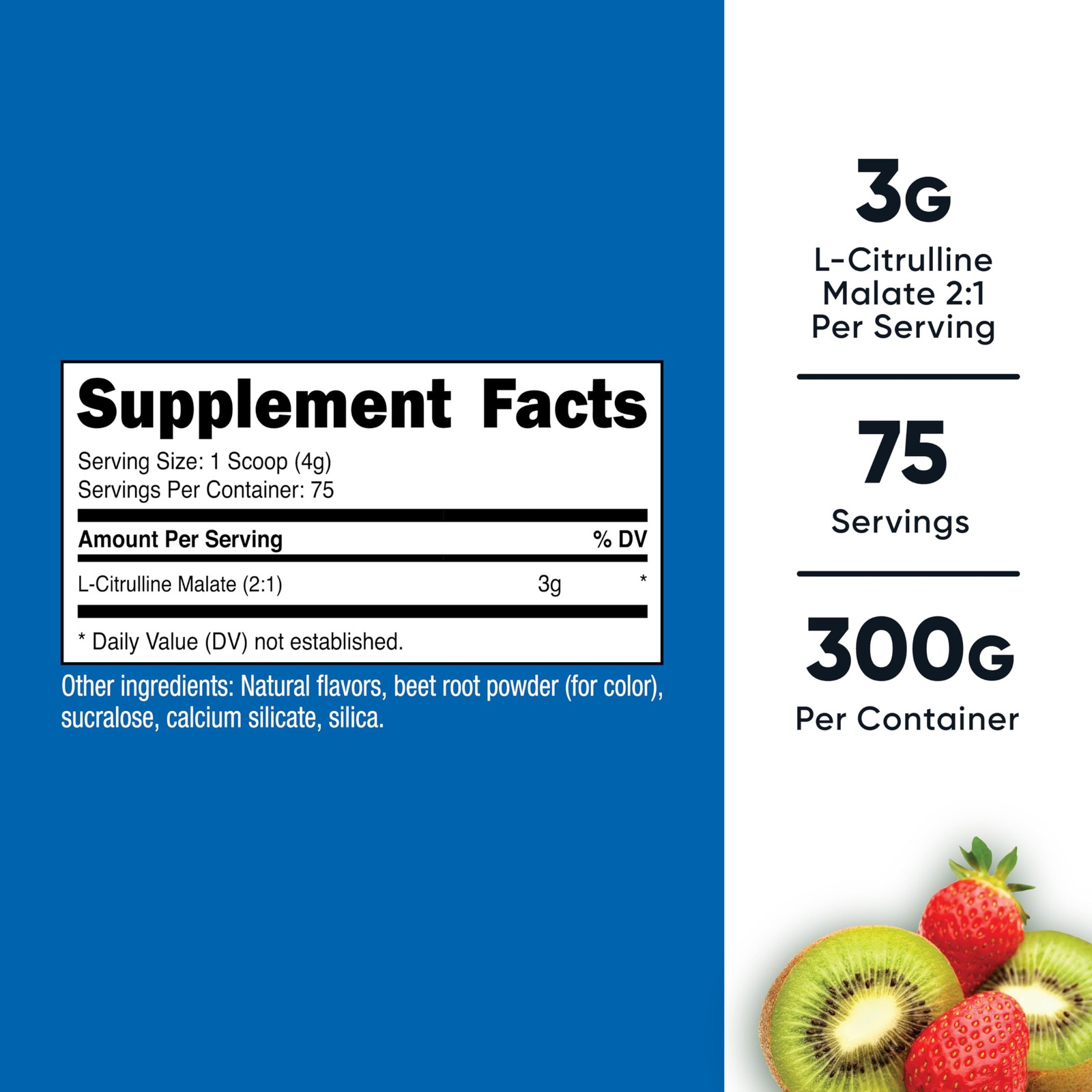 Nutricost L-Citrulline Malate 2:1 (300 Grams) (Strawberry Kiwi) 300 g, Red