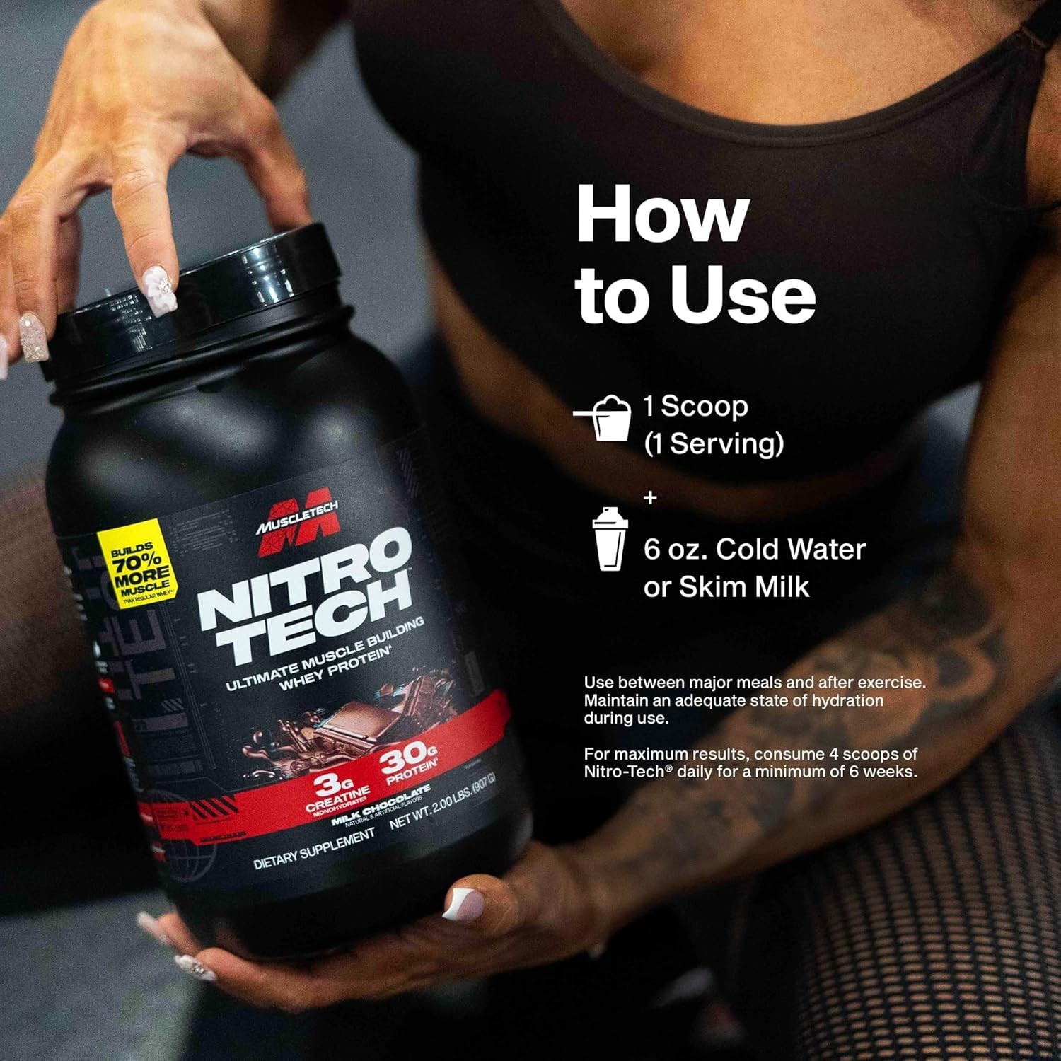 MuscleTech Whey Protein Powder – 30g Protein, Creatine & BCAA, Muscle Growth 2lb