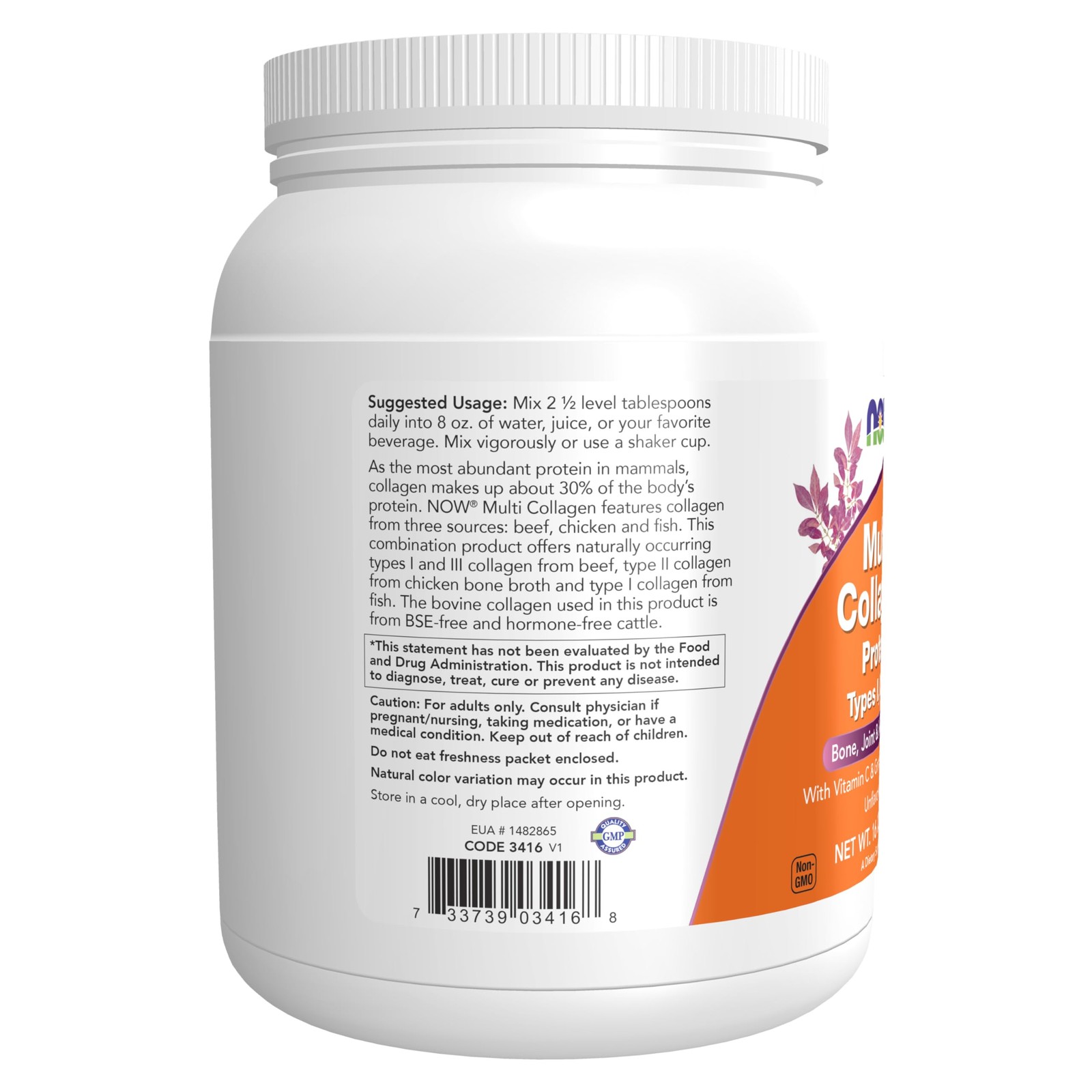 Now Foods Supplements, Multi Collagen 1 Pound (Pack of 1), Beige/Cream