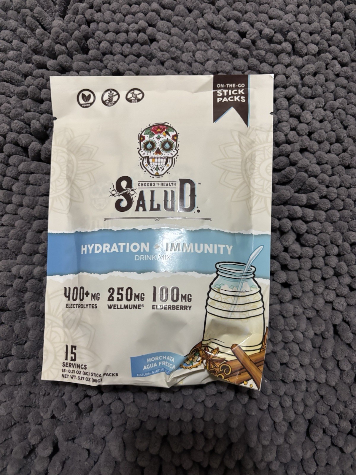 Salud Hydration Immunity Electrolyte Drink Mix Horchata 15 Stick Packs