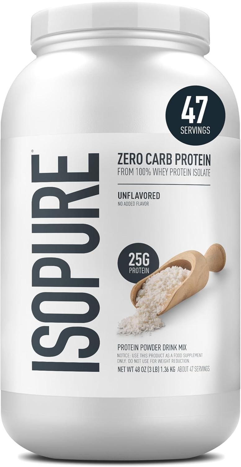 Isopure Zero Carb 100% Pure Whey Isolate Protein Powder, Gluten Free, with Vitam