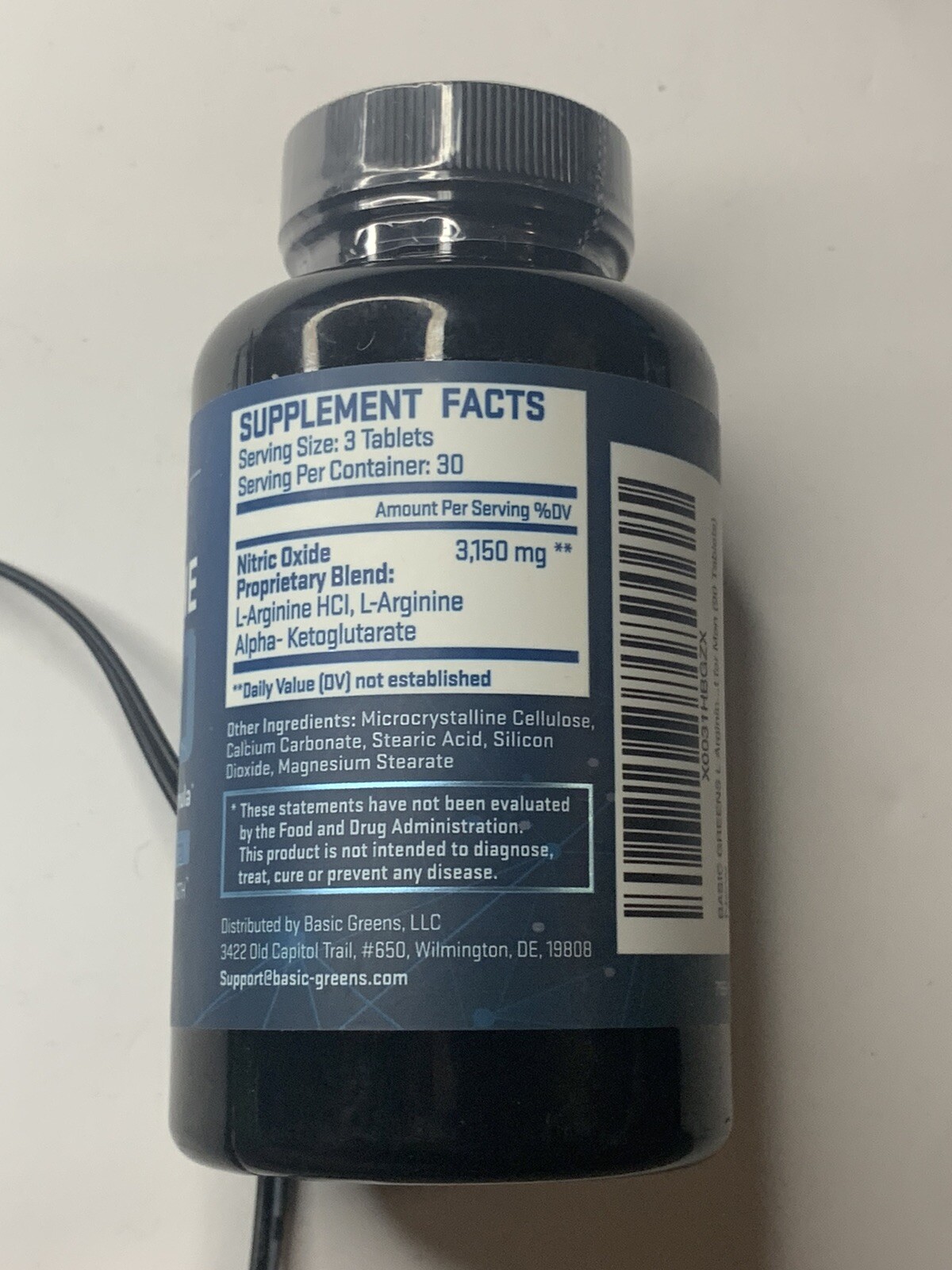 BASIC GREENS L Arginine (90 Tablets) Premium L-Arginine 3000 ex 03/24