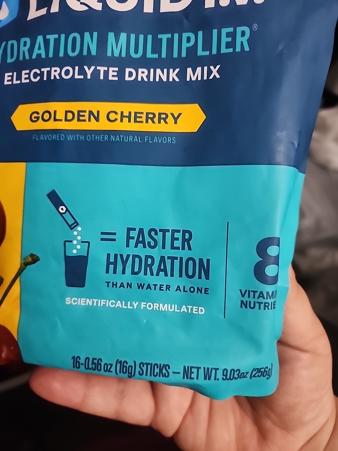 Liquid IV Hydration Multiplier Electrolyte Drink Mix Golden Cherry 16 Sticks