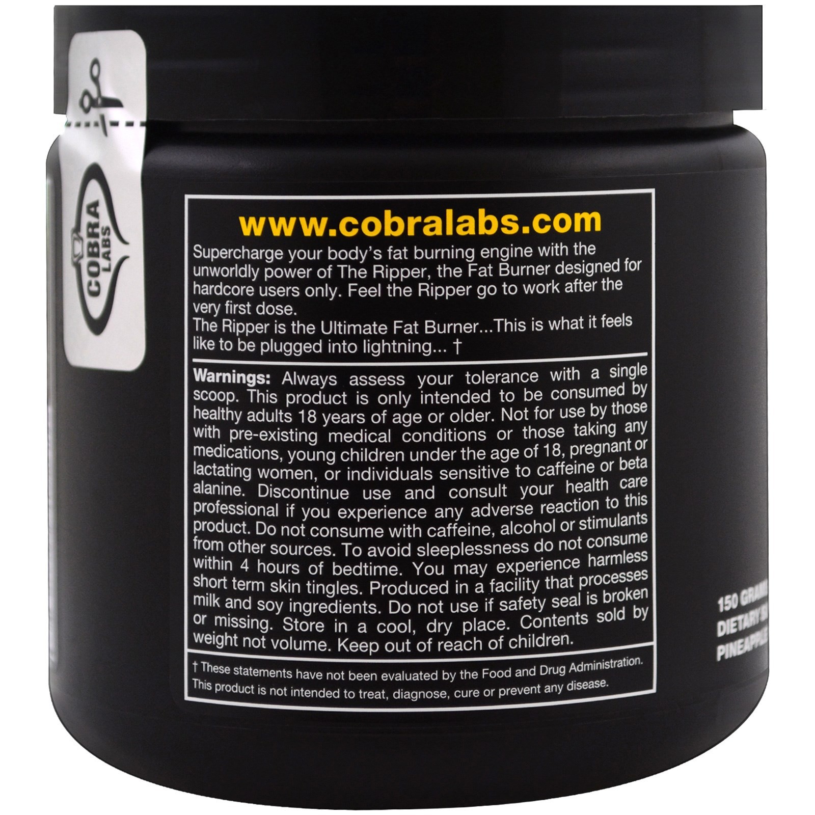 Cobra Labs The Ripper Fat Burner Pineapple Shred 0 33 lbs 150 g GMP Quality