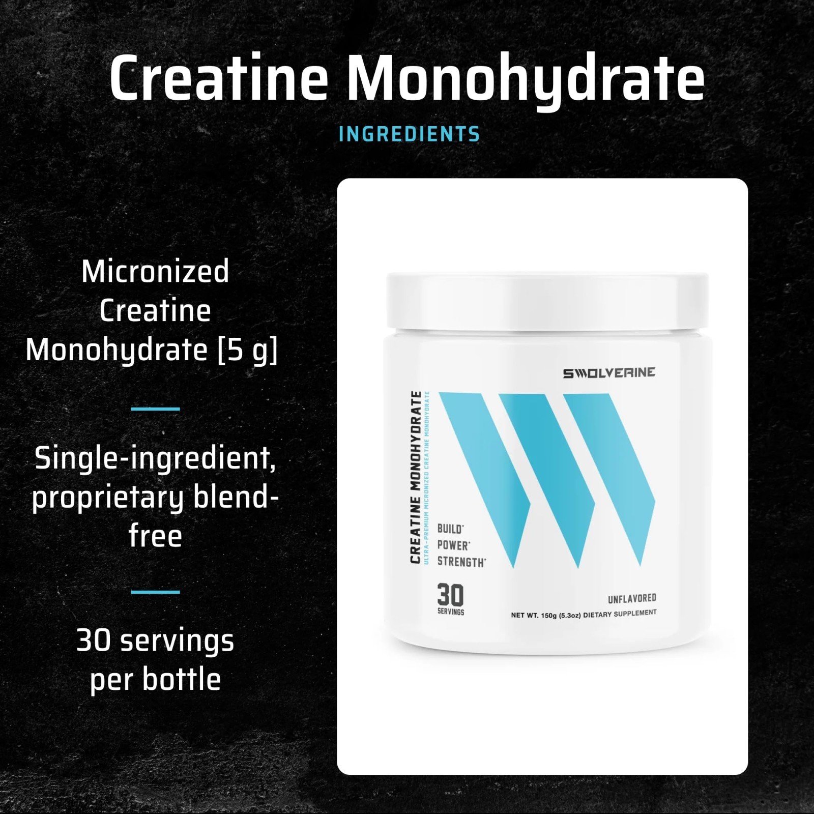 Micronized Creatine Monohydrate Powder – 5g, 30 Servings, Muscle Strength & Reco
