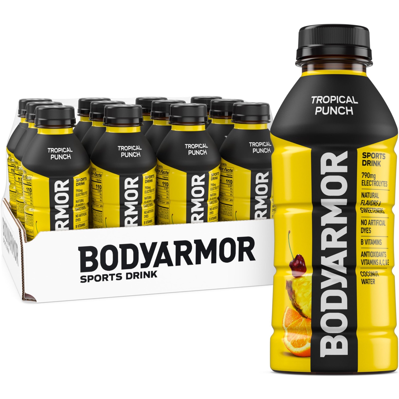 BODYARMOR Sports Drink, Tropical Punch, Electrolyte Drink Hydration, 16 Fl Oz Bo