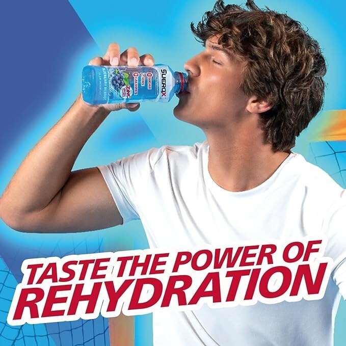 SueroX Berry Blast Zero Sugar Electrolyte Drink for Hydration 21.3 Oz (12 Count)