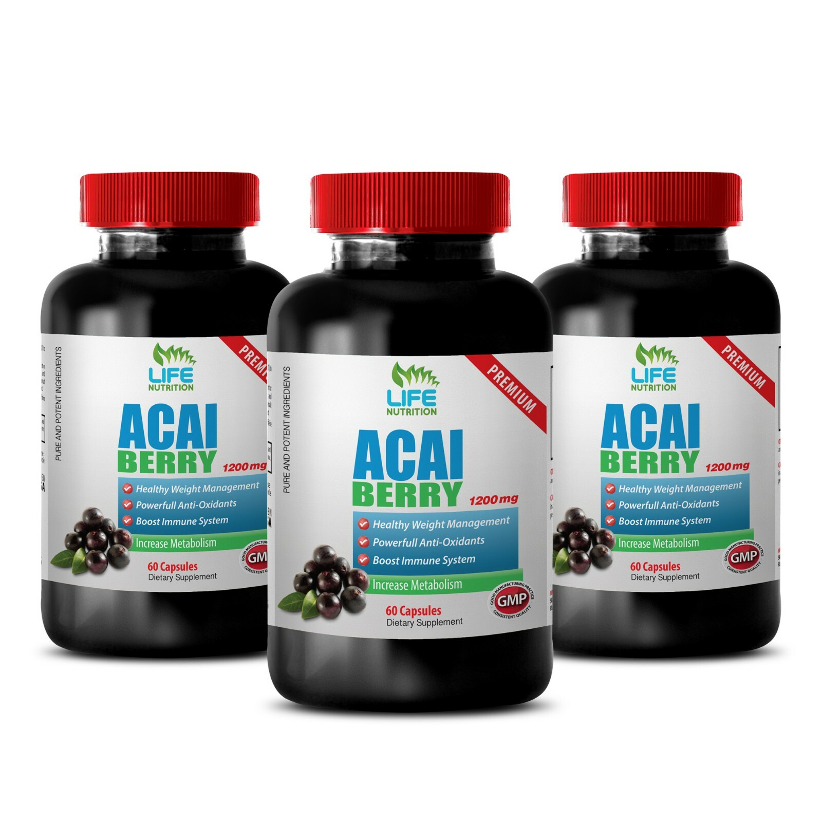 Increased Stamina Caps – Acai Fruit 4:1 Extract 1200mg – Acai Berry Powder 3B