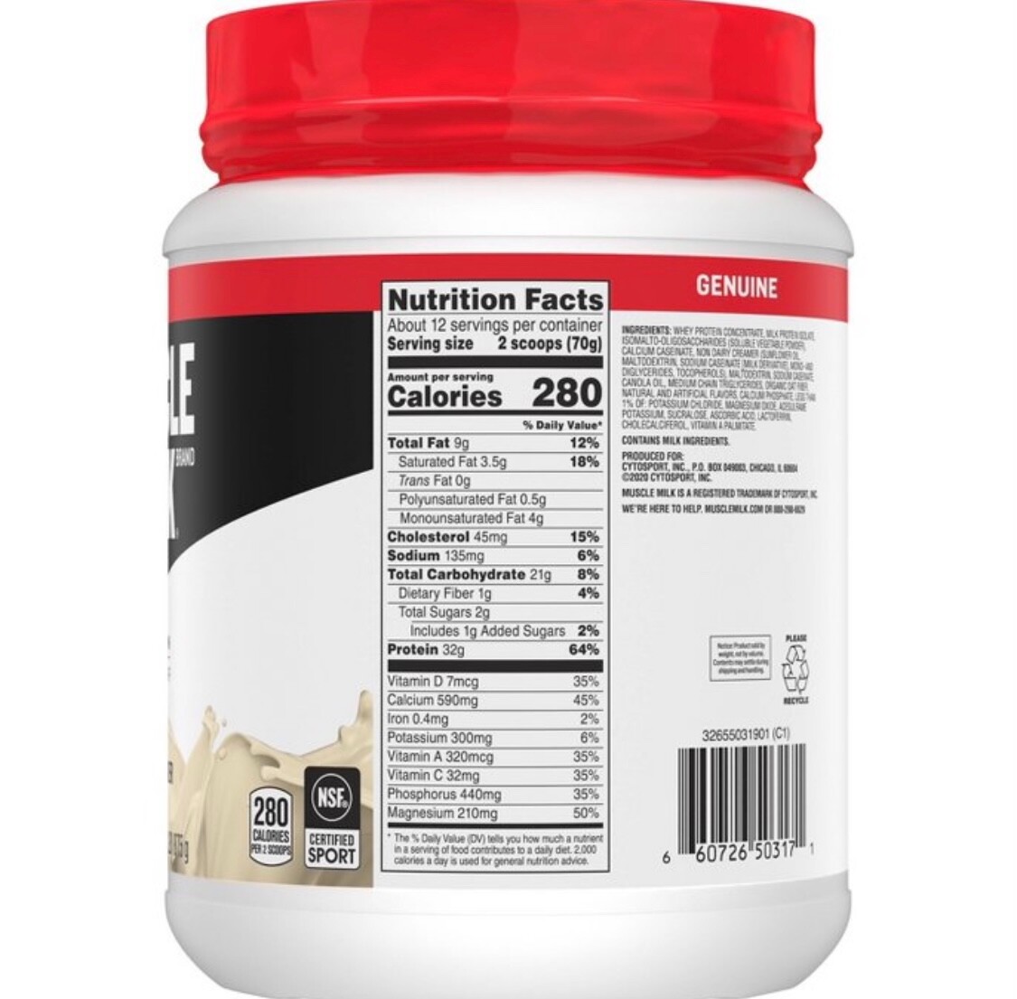 Muscle Milk Protein Powder Vanilla 1.93LB