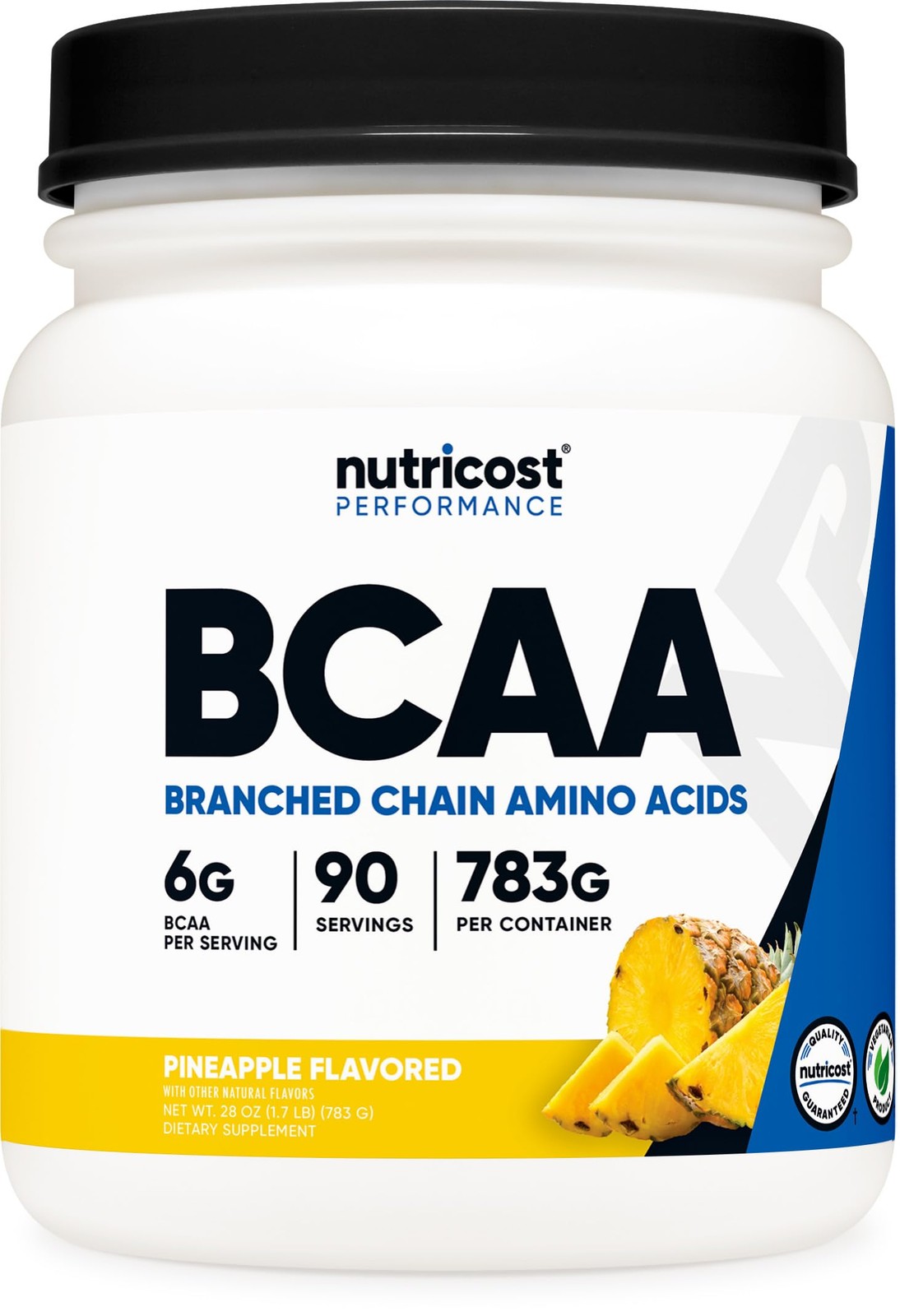 Nutricost BCAA Powder (Pineapple, 90 1.63 Pound (Pack of 1), Light Blue