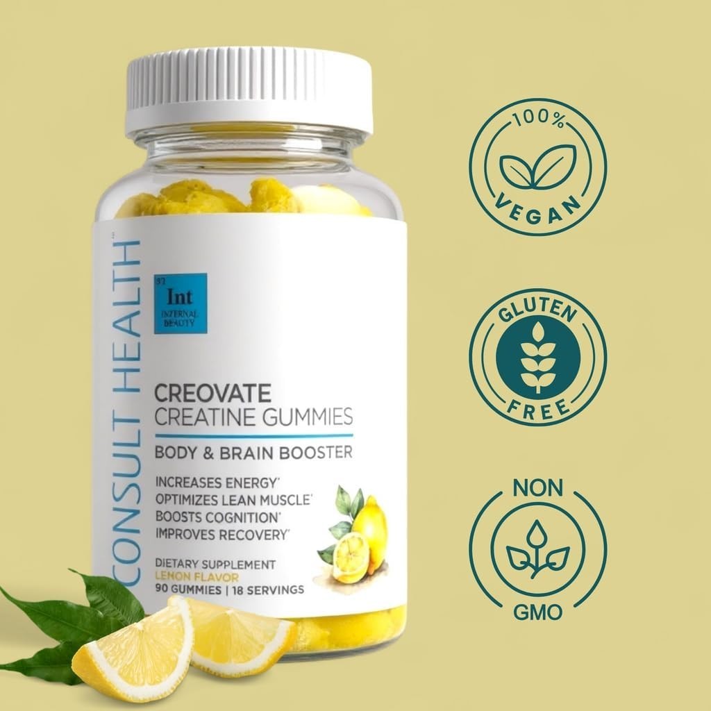 CONSULT HEALTH Creovate Creatine Monohydrate Gummies Lemon 5g 90 Body & Brain