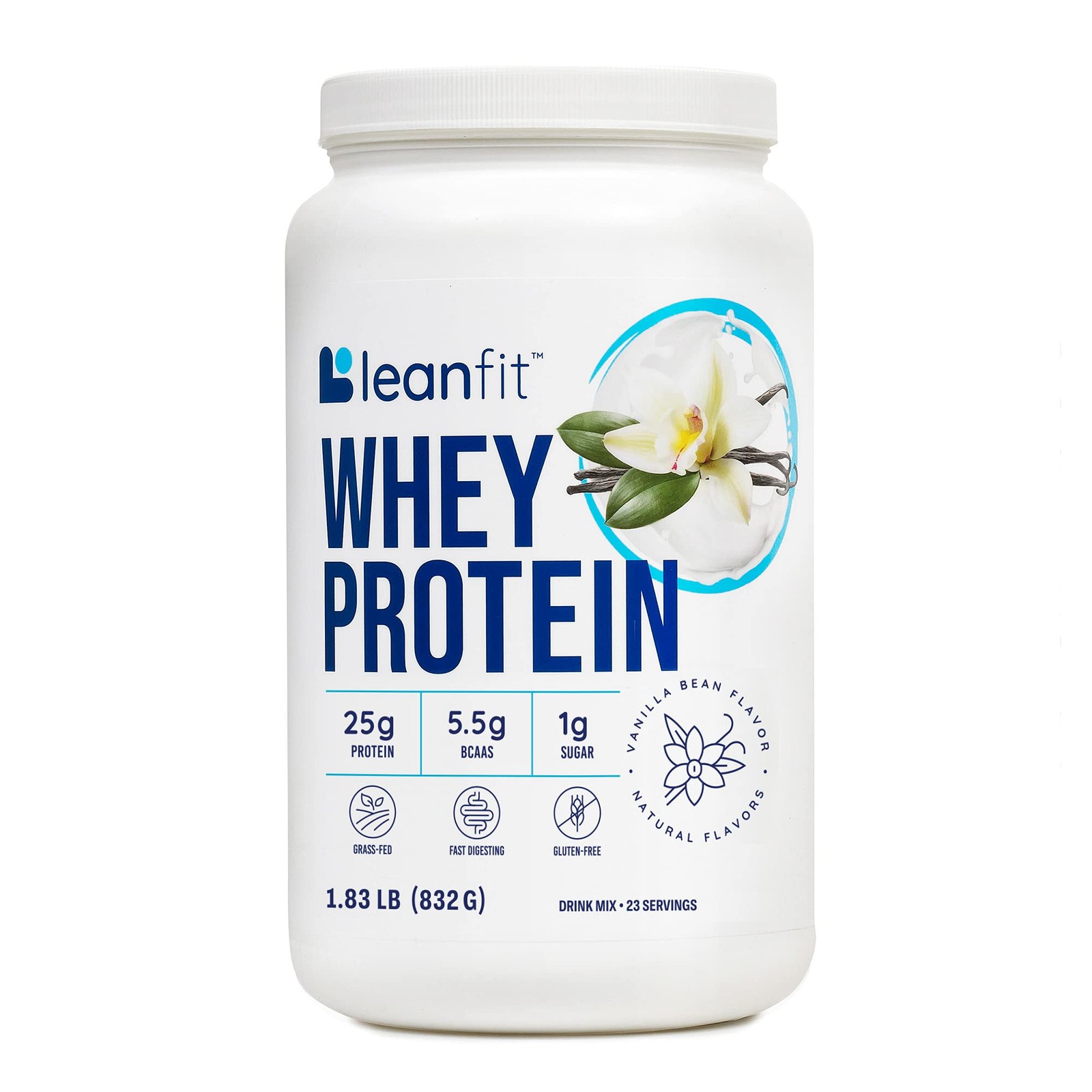 LeanFit WHEY Protein Natural Vanilla – 100% Whey Protein Powder, 24g Protein …