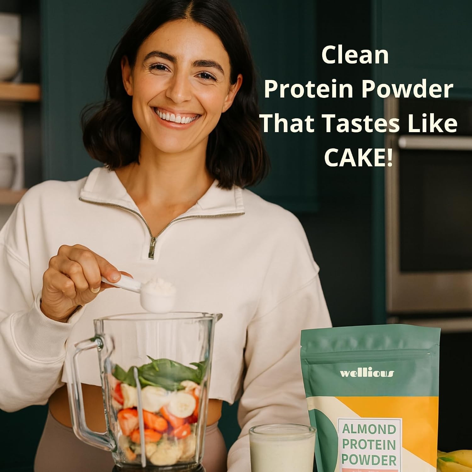 Almond Protein Powder Chocolate Vegan Soy-Free Gut Friendly 18g Protein for