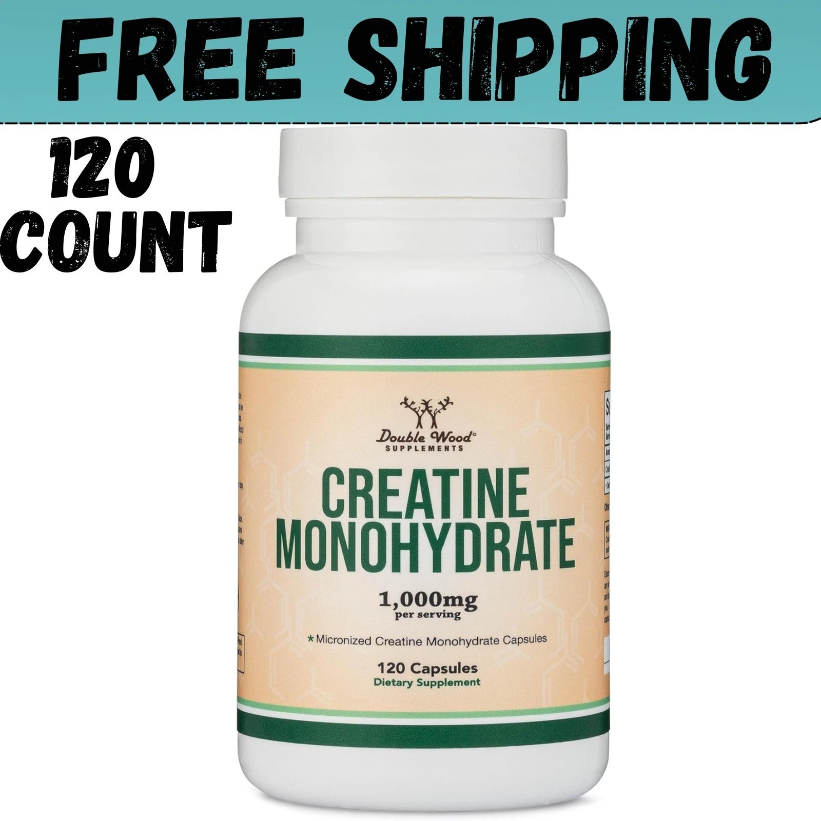 Creatine Pills 1,000Mg per Serving (120 Creatine Capsules) Free Shipping! NEW!..