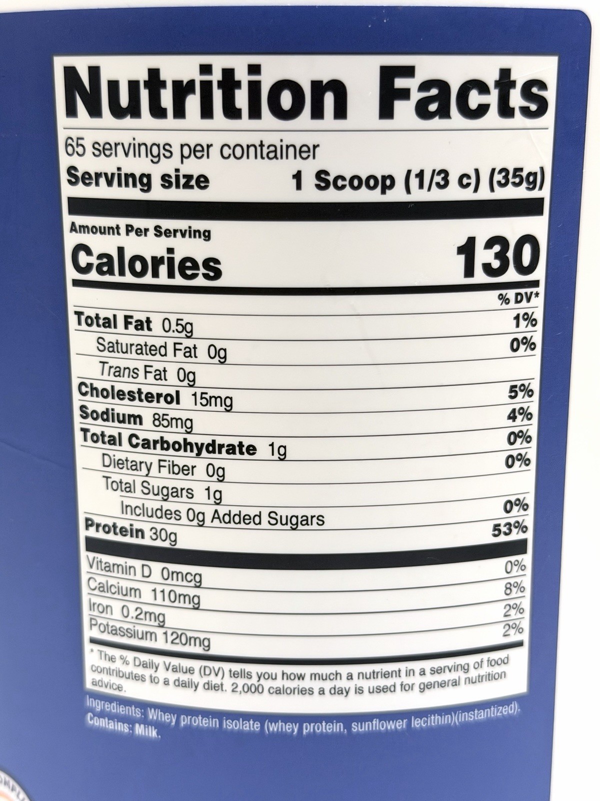 Nutricost Whey Protein Isolate Unflavored 5 lb 65 Servings Exp 01/2028