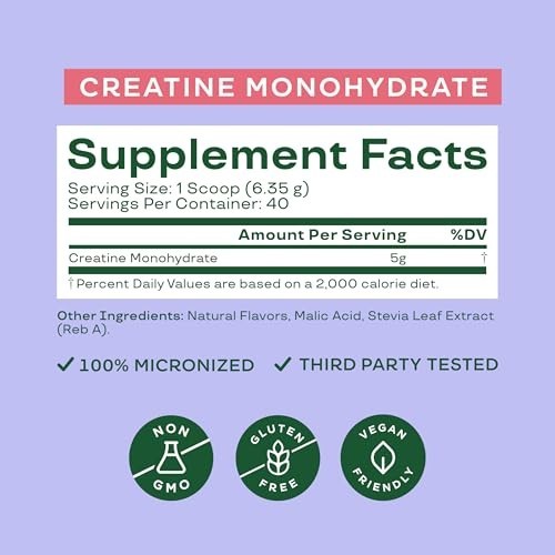Creatine Monohydrate Powder Raspberry Lemon 40 Servings
