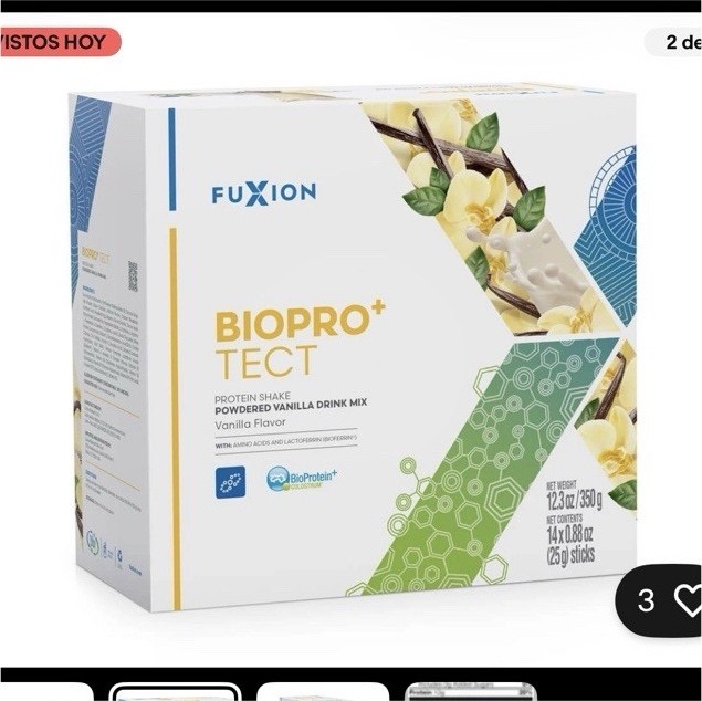 Fuxion BIOPRO+TECT Protein Shake Vanilla Powder 14 Sticks 12.3oz