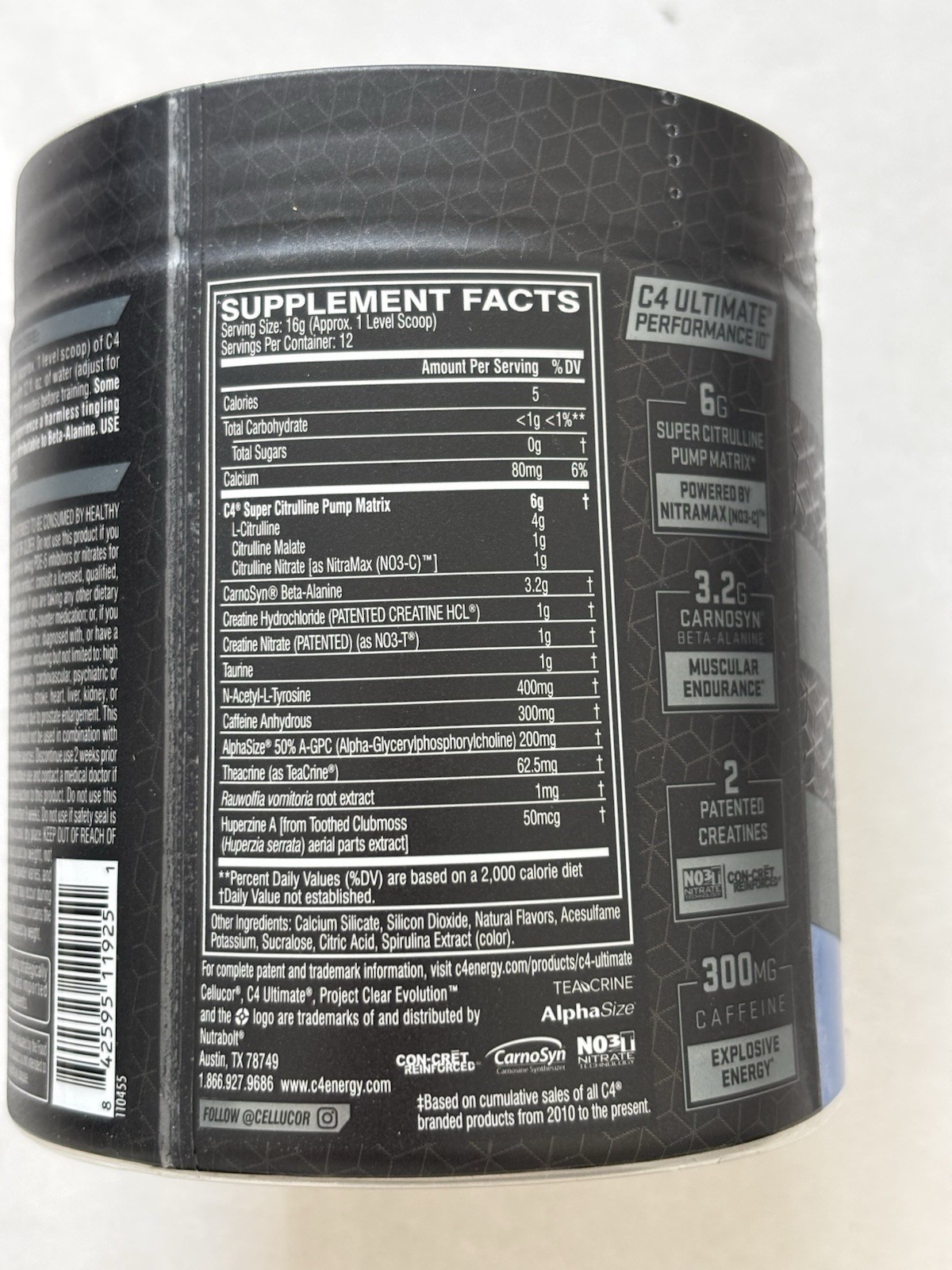 Cellucor C4 Ultimate Pre-Workout Supplement Icy Blue Razz (12 Servings) – 3/2027