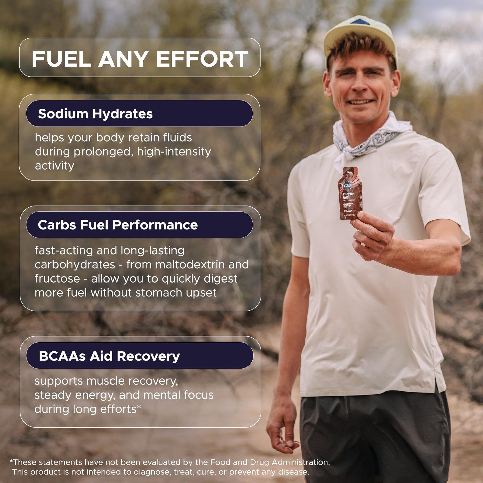 GU Energy Original Sports Nutrition 1 Fl Oz (Pack of 8), Vanilla Bean