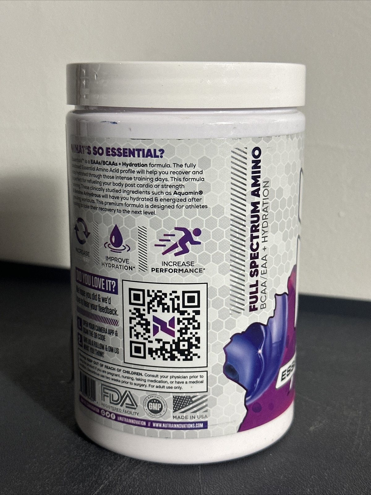 Nutra Innovations ESSENTIAL Blue Berry Acai Full Spectrum Amino Read Clearance!