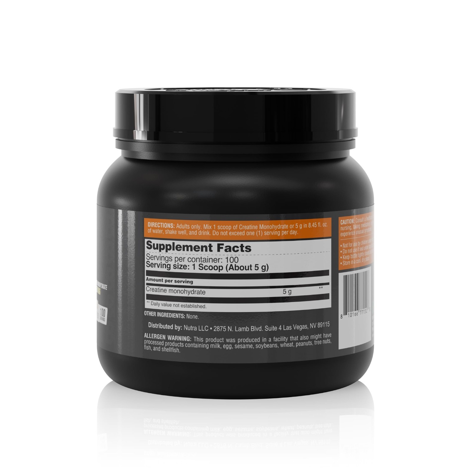 Unflavored Creatine Monohydrate Powder 500g – 5g per Serving, 100 Servings