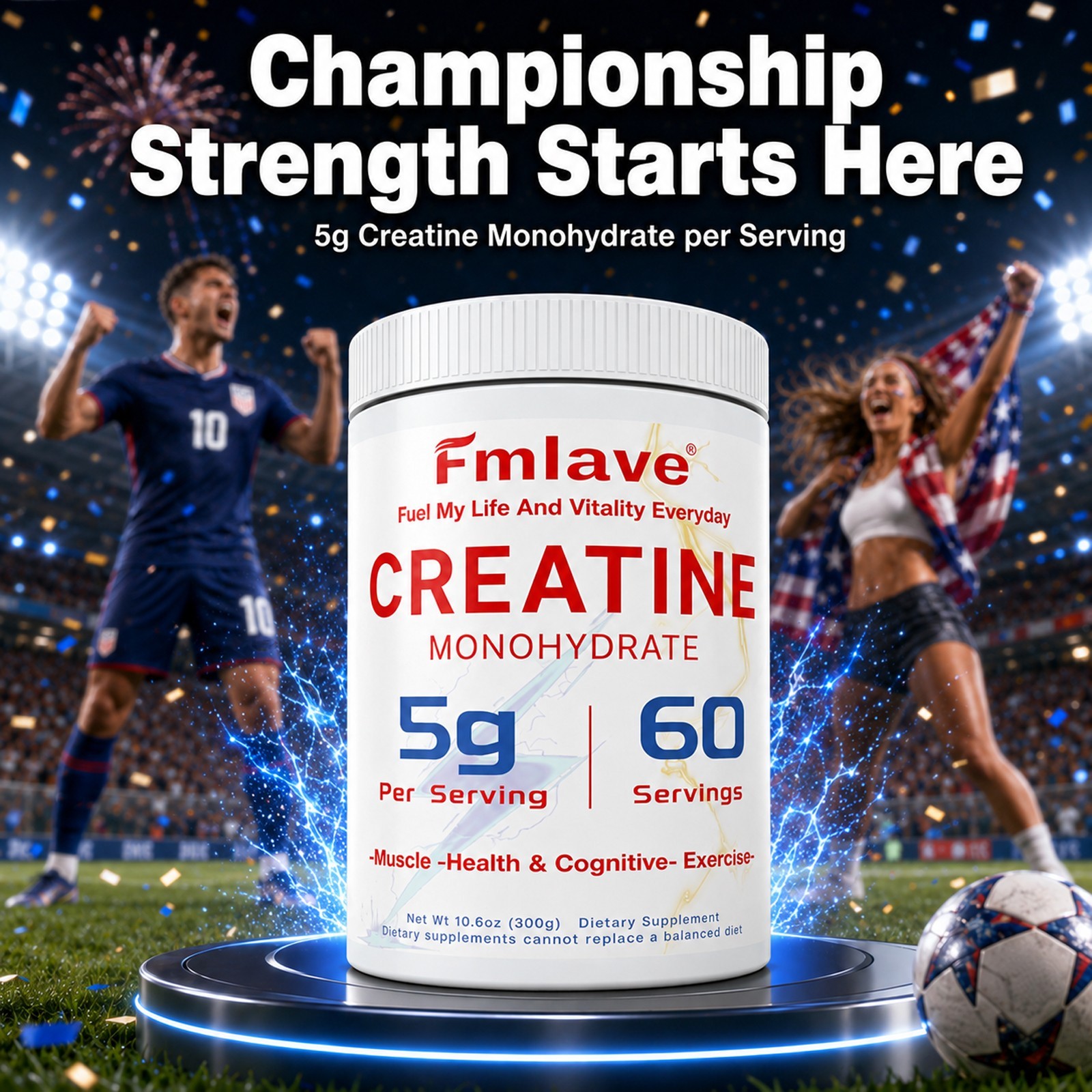Unflavored CREATINE Monohydrate Powder Micronized For Men & Women 60 Servings