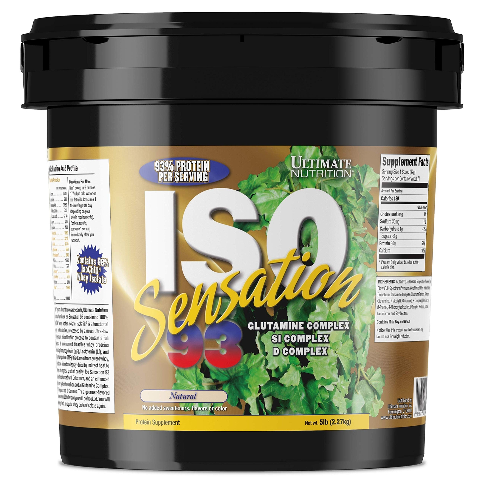 Iso Sensation 93 Whey Protein Isolate Powder – 30 gm of Protein Natural, 5 lbs