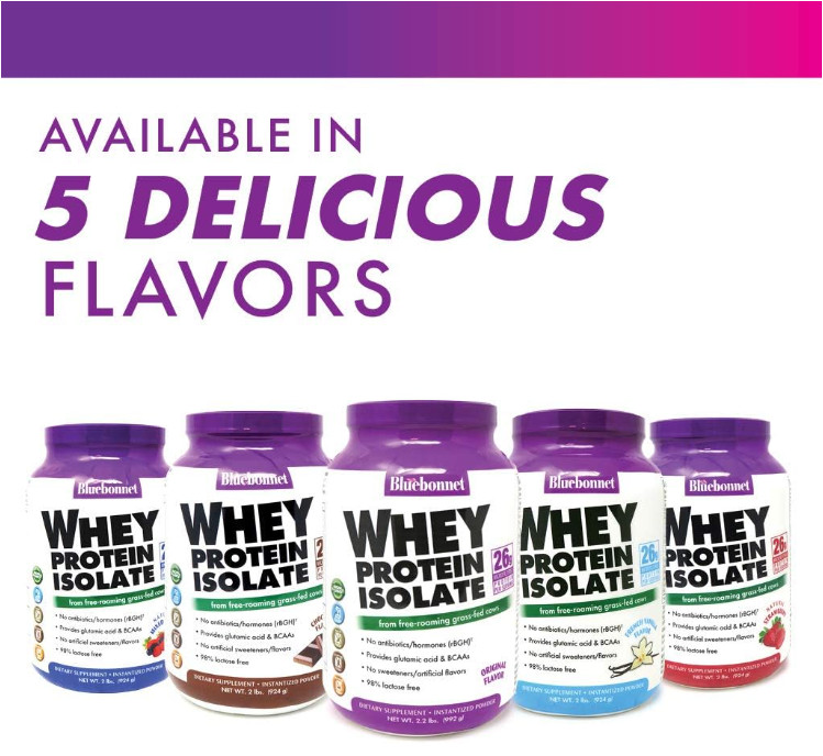 BlueBonnet Grass-Fed Whey Protein Isolate, French Vanilla, 2 lb, 28 Servings