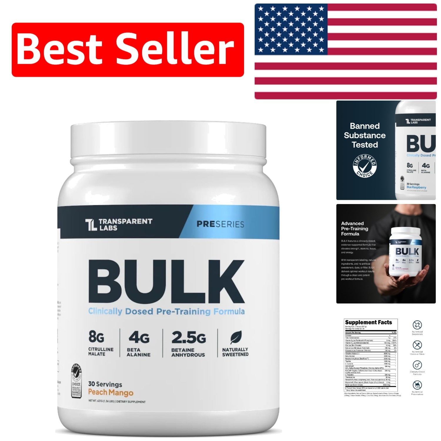 Natural Pre Workout Powder – Science-Backed Peach Mango for Enhanced Performance