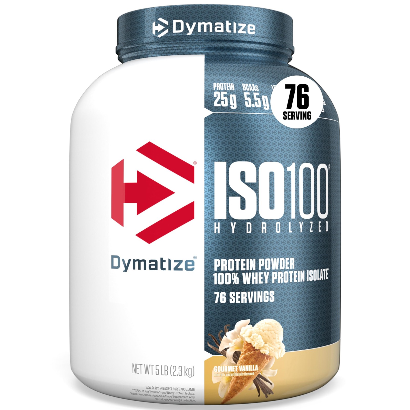 Dymatize ISO 100 Whey Protein Powder with 25g of 5 Pound (Pack 1), White