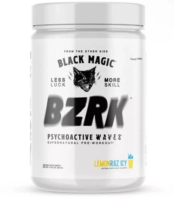 BZRK Pre Workout Black Magic Supply 25 Serving, Lemon Raz Icy Energy And Focus
