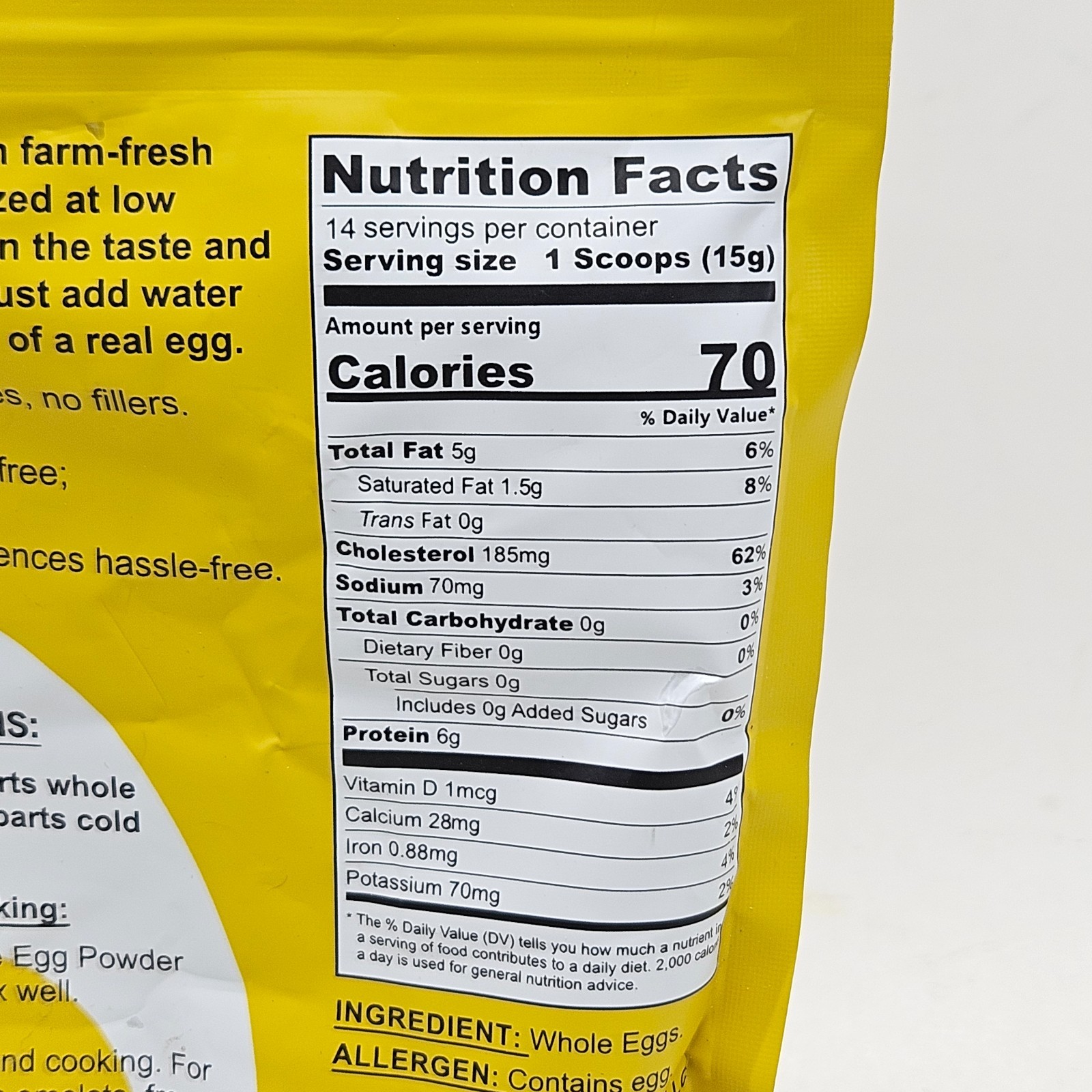 Whole Egg Powder Pasteurized Premium Freeze Dried 8 oz for Baking and Cooking