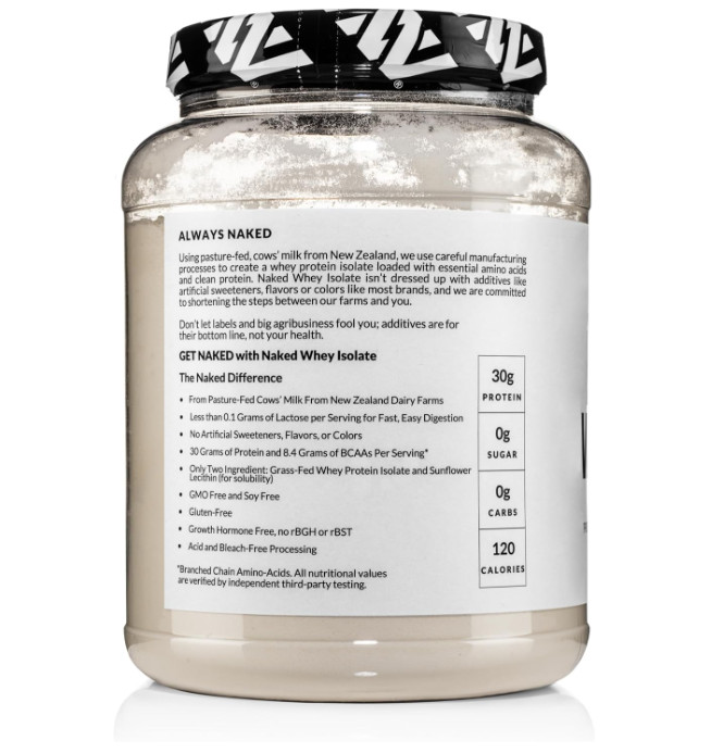 NAKED Whey Isolate Protein, Unflavored, Zero Carb, 28 Servings
