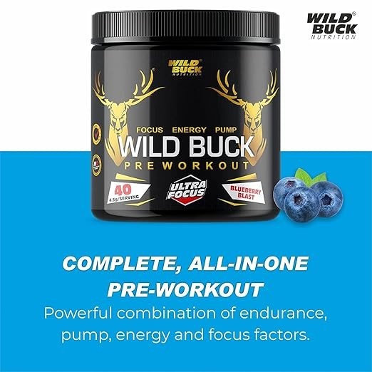 WILD BUCK Ultra Focus Advanced Pre Workout with L-Arginine, L-Citrulline, Creati