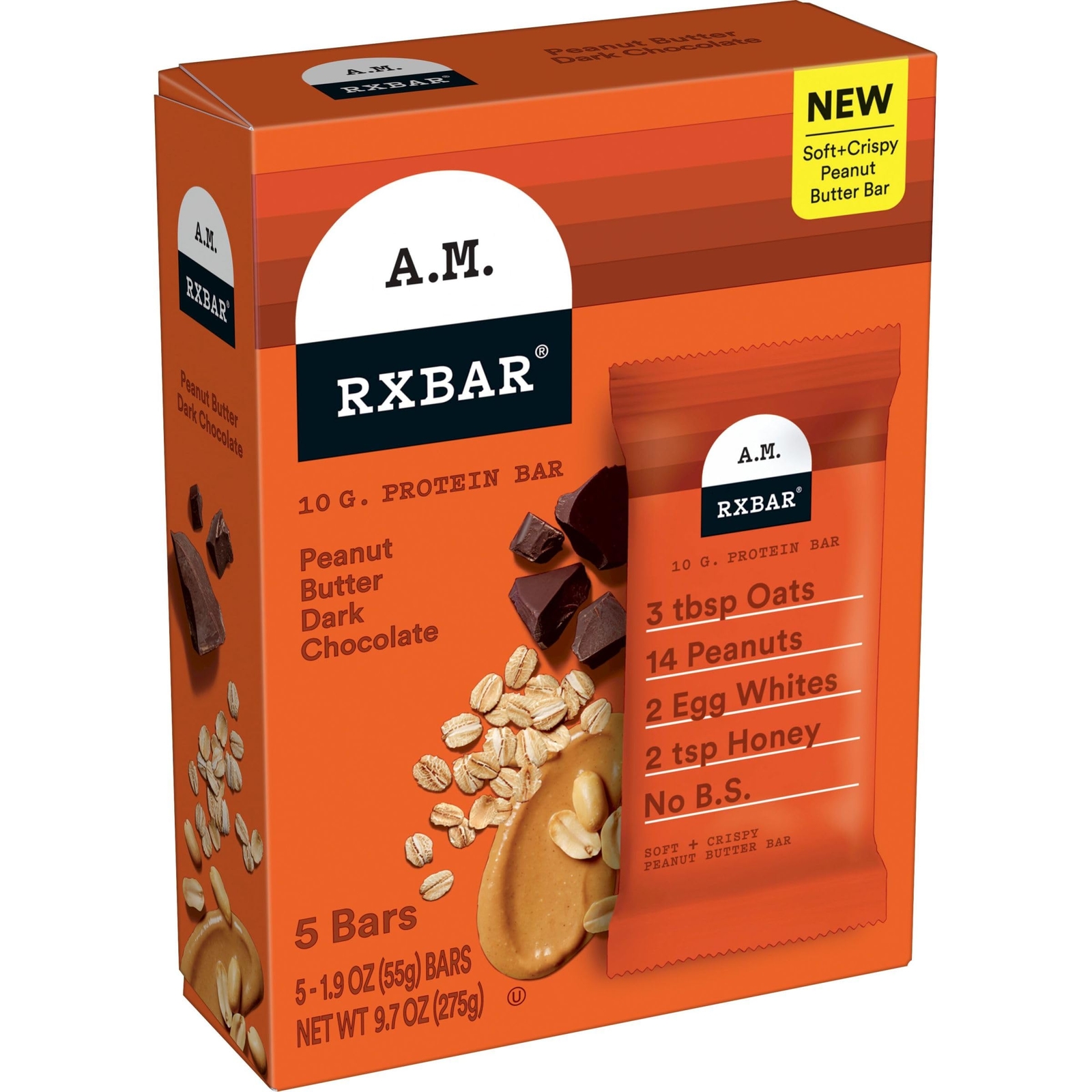 RxBar Bar Peanut Butter Dark Chocolate 5pc 9.7oz Pack of 6