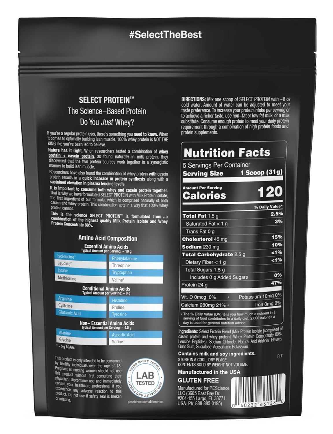 Whey and Casein Protein Powder, Lean Protein Supplement, 5 Servings, Gourmet