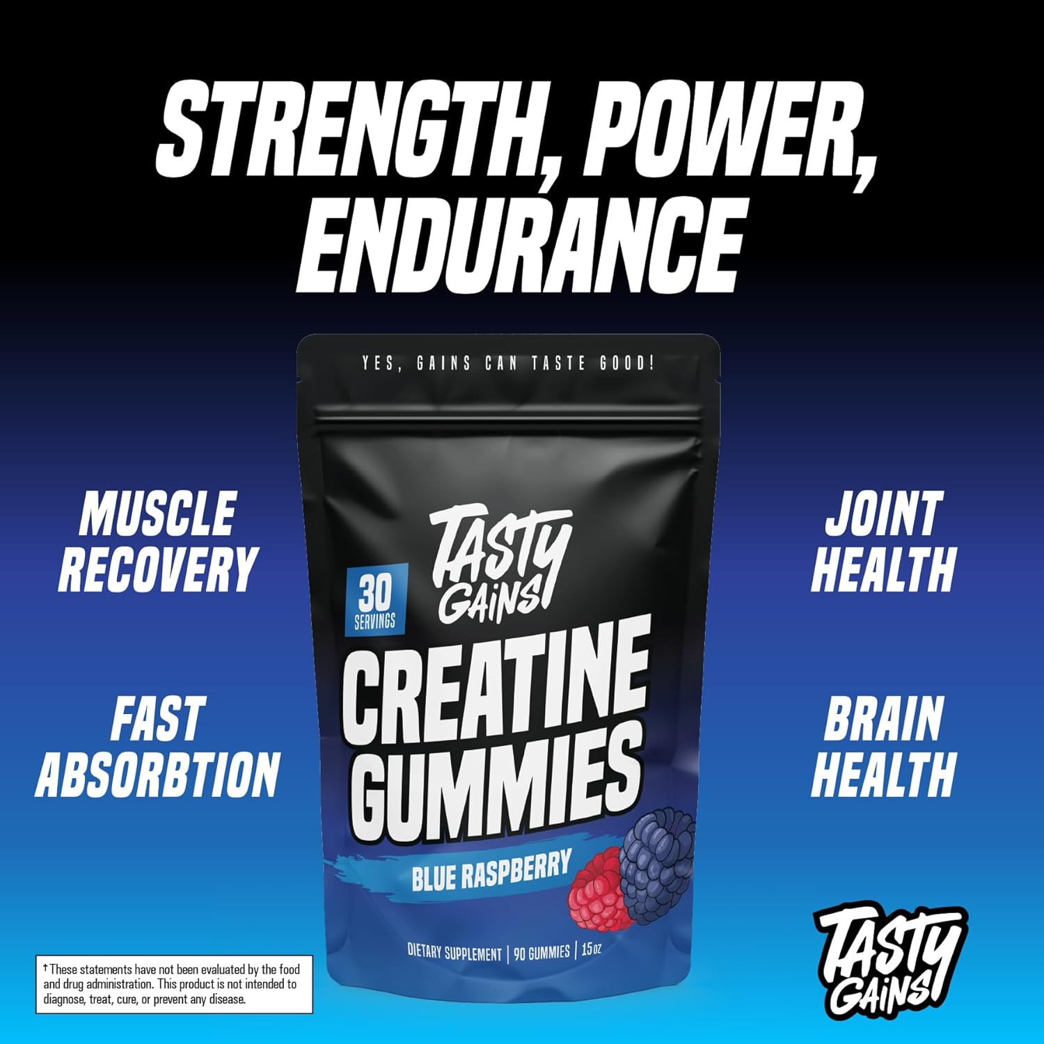 Creatine Gummies – 90G of Creatine Monohydrate – Workout Supplements – Build Mus