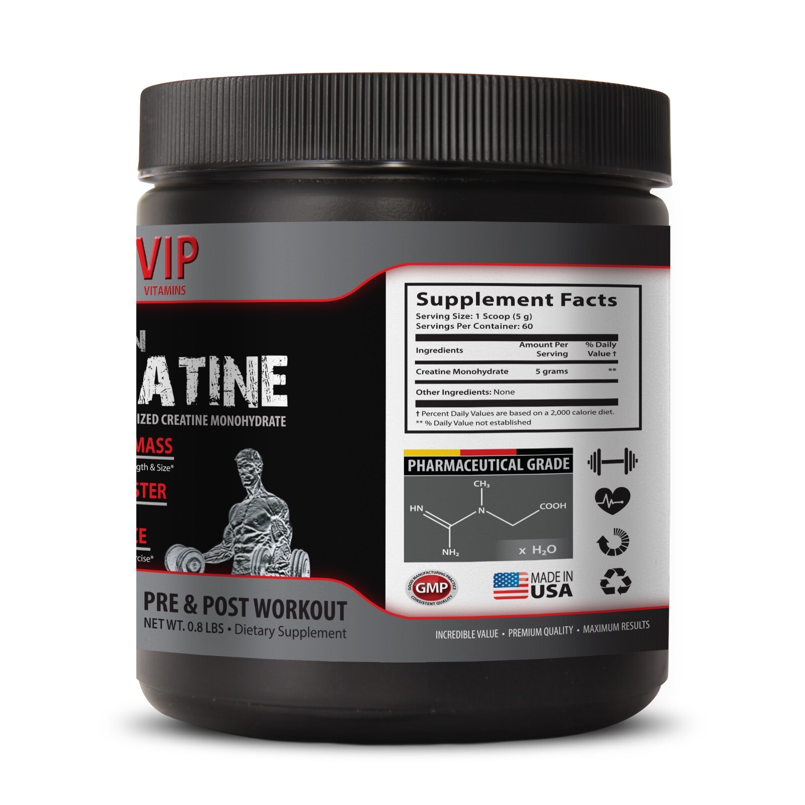 Preworkout powder CREATINE. STRENGTH & MASS.PURE 300g For bodybuilding 3B