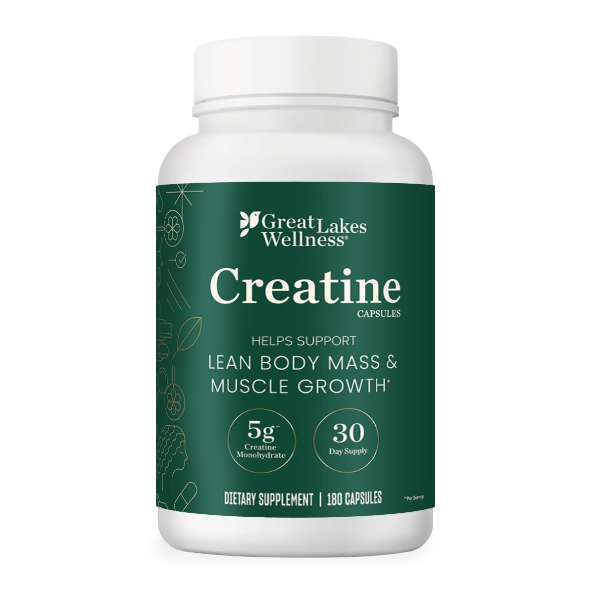 Great Lakes Wellness Creatine Monohydrate 180 Capsules 5g
