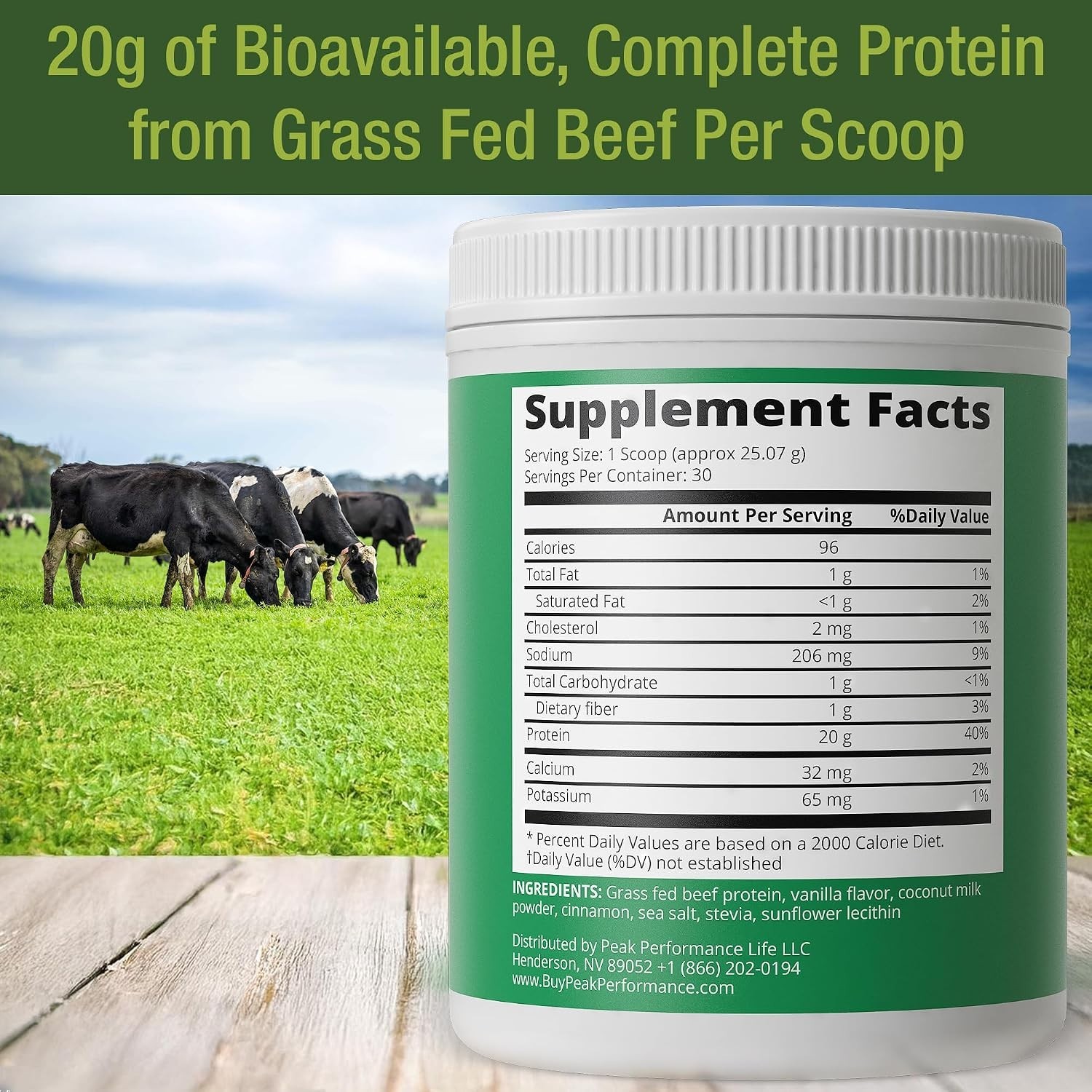 Grass Fed Beef Protein Powder Lactose Free Isolate Paleo Carnivore Vanilla 20g