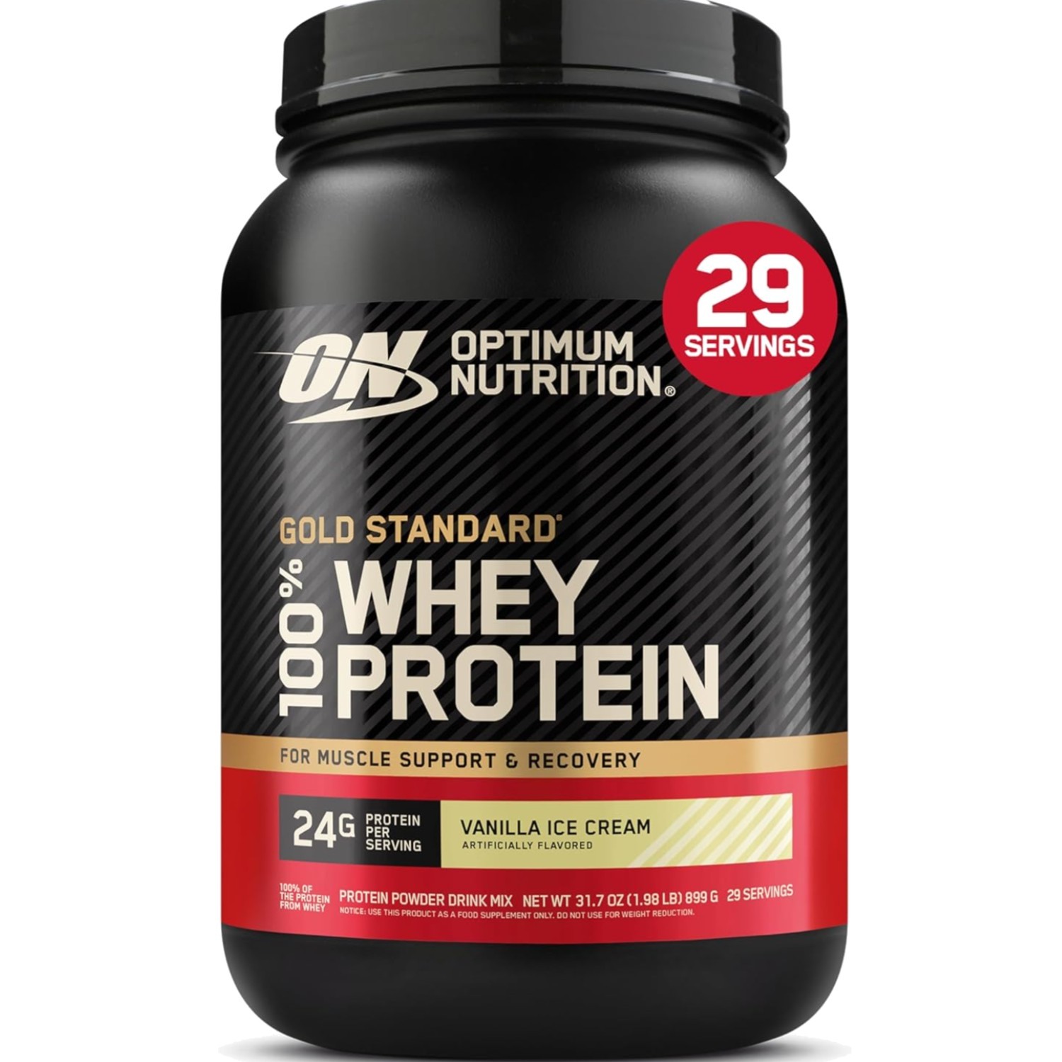 Gold Standard 100% Whey Protein Powder, Vanilla Ice Cream, 2 Pound Packaging …