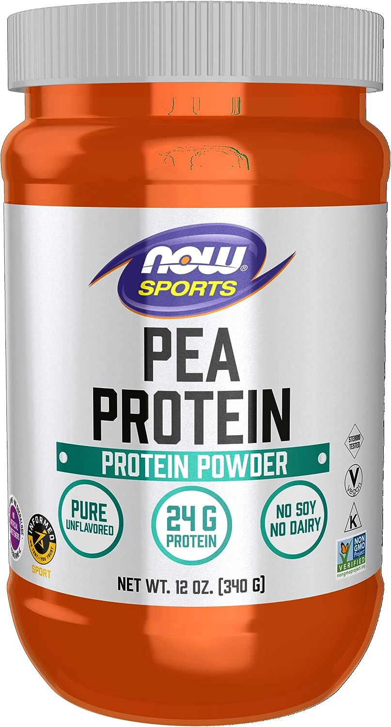 NOW Sports Pea Protein Powder 24 G Protein, Pure, Fast Absorbing, Unflavored