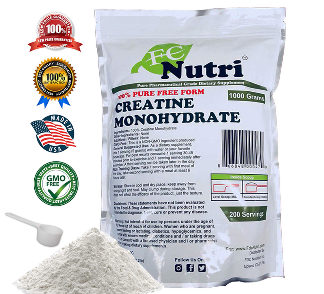 BCAA + Creatine Mono FREE FORM – 1000g EACH 100% PURE KOSHER POWDER