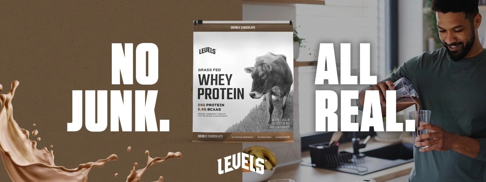 Levels Whey Protein Double Chocolate Grass Fed Whey Protein 5.64 LB, 80 Servings