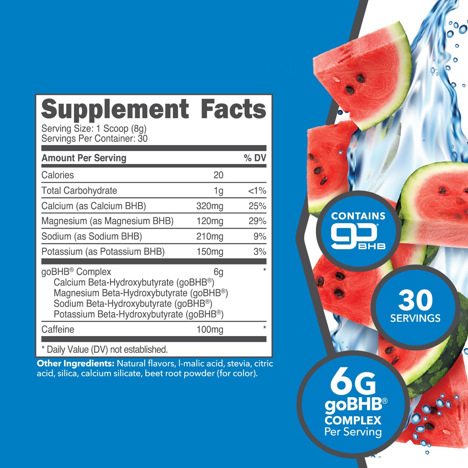 Ketologic KetoEnergy (Watermelon) BHB + CAFFEINE Exogenous Supplement (30 serv)
