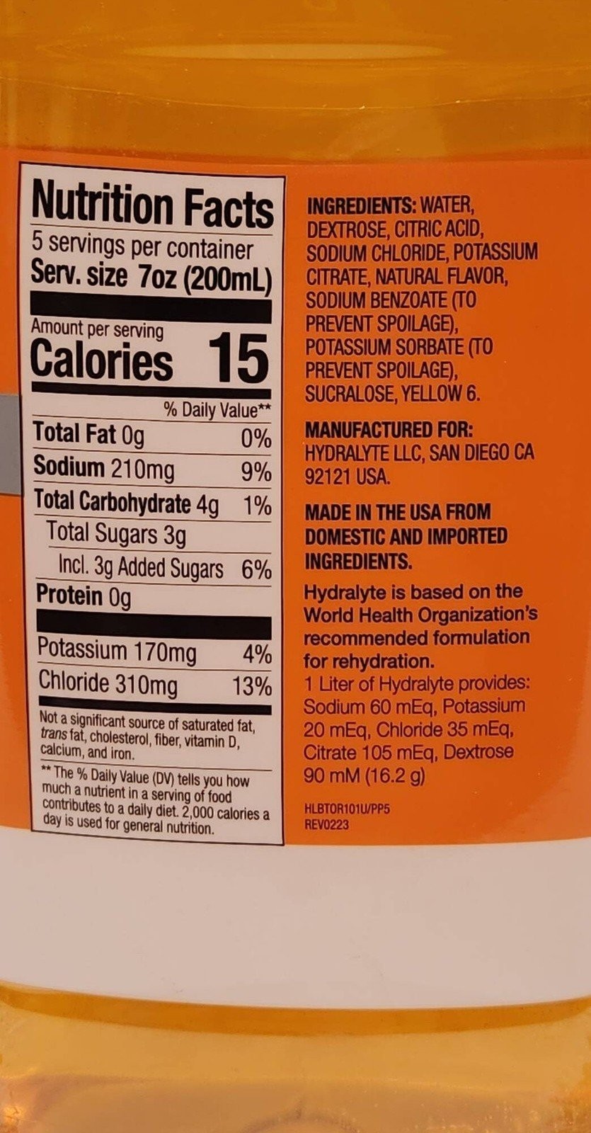 Hydralyte Advanced Hydration – Orange Flavor – 1 Liter (33.8 fl oz)