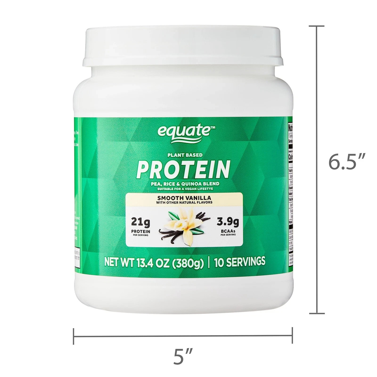 Equate Plant-Based Protein Supplement, Smooth Vanilla, 13.4 Ounces